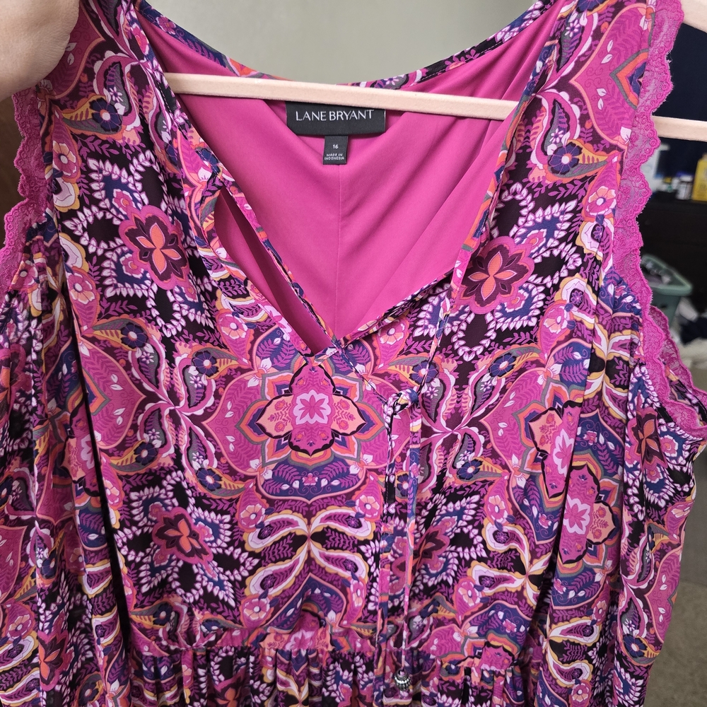 Lane Bryant Vibrant Pink Long Sleeve Dress - Picture 9 of 9